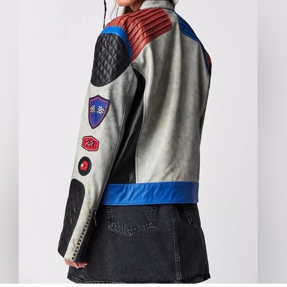 Muubaa Leather Racing Moto Jacket. Size 4 - Picture 5 of 12